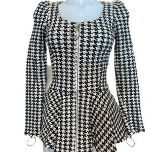 Betsey Johnson Black and White Houndstooth Long Sleeve jacket